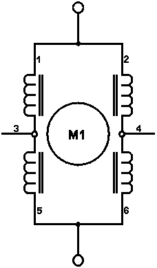 Stepper motor connection for measurement, in bipolar serial drive.